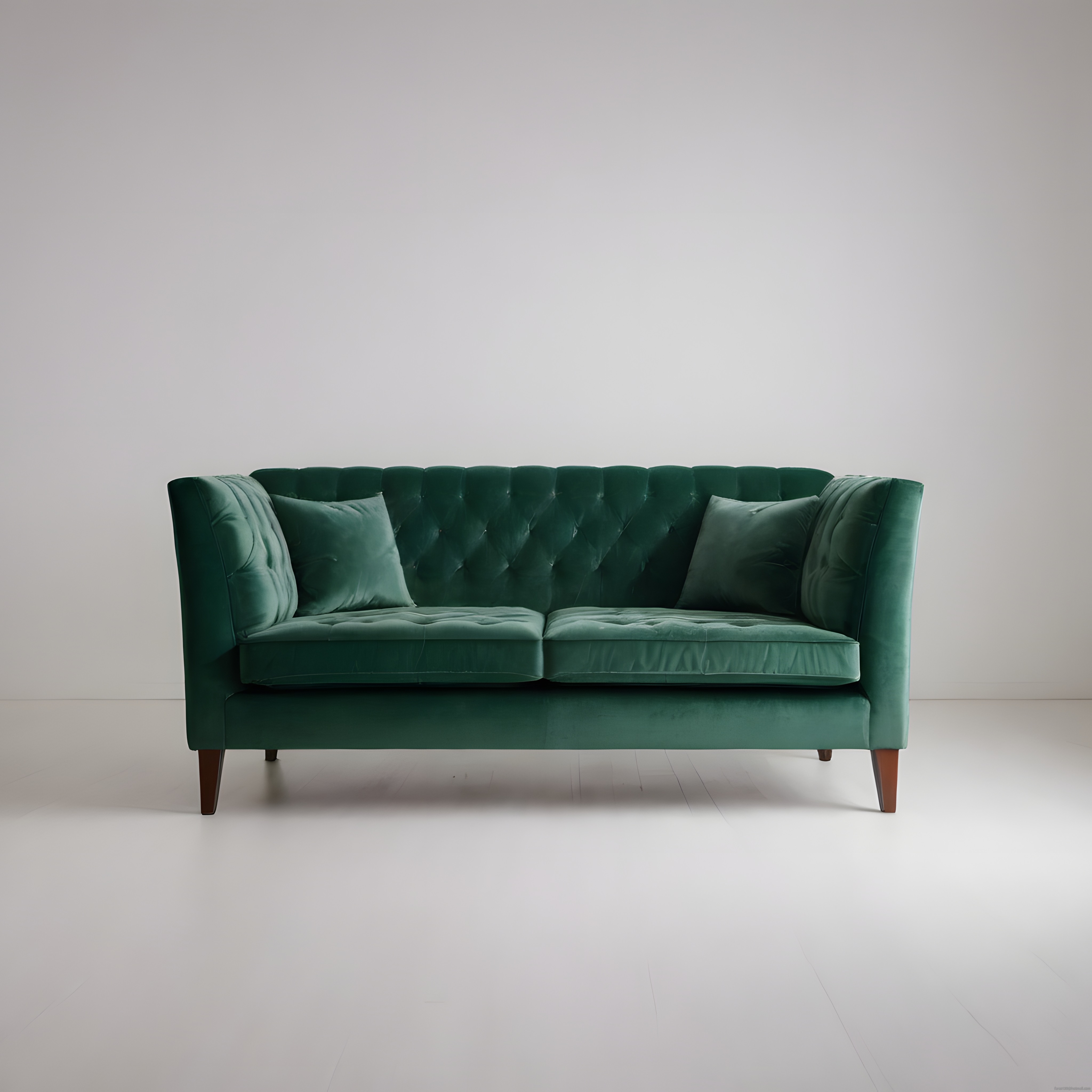 Zümrüt Yeşili Kadife Chester Koltuk ve Modern Minimalist Salon Dekorasyonu