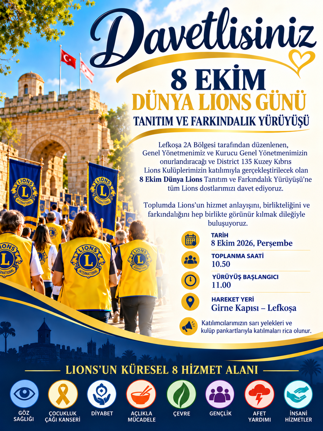 Dünya Lions Günü’nü Kutlamak İçin Lefkoşa’da Farkındalık Yürüyüşü
