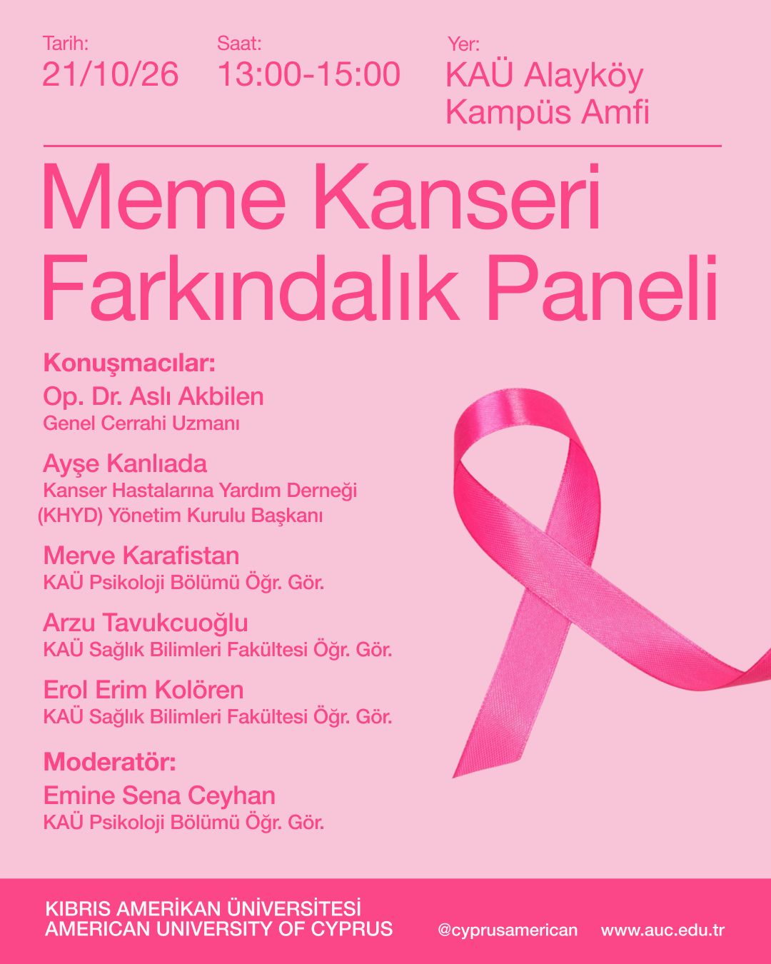 KAÜ'de meme kanserine karşı farkındalık için iki günlük program