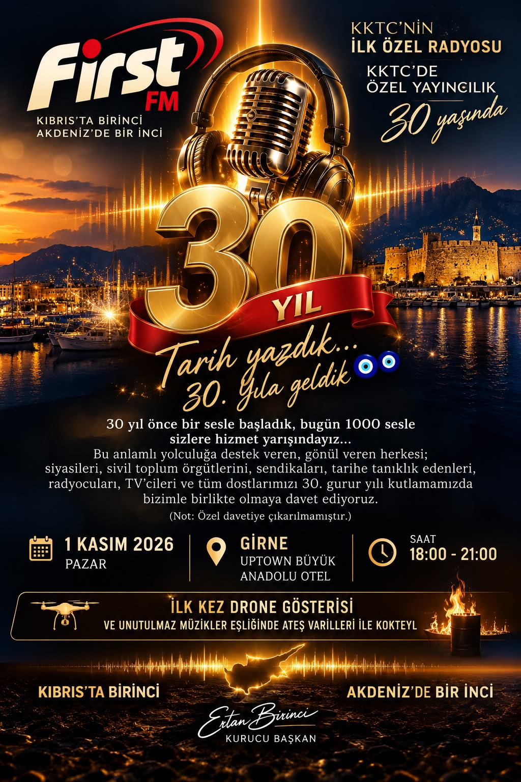 KKTC'nin ilk özel radyo istasyonu First FM 30 yaşında