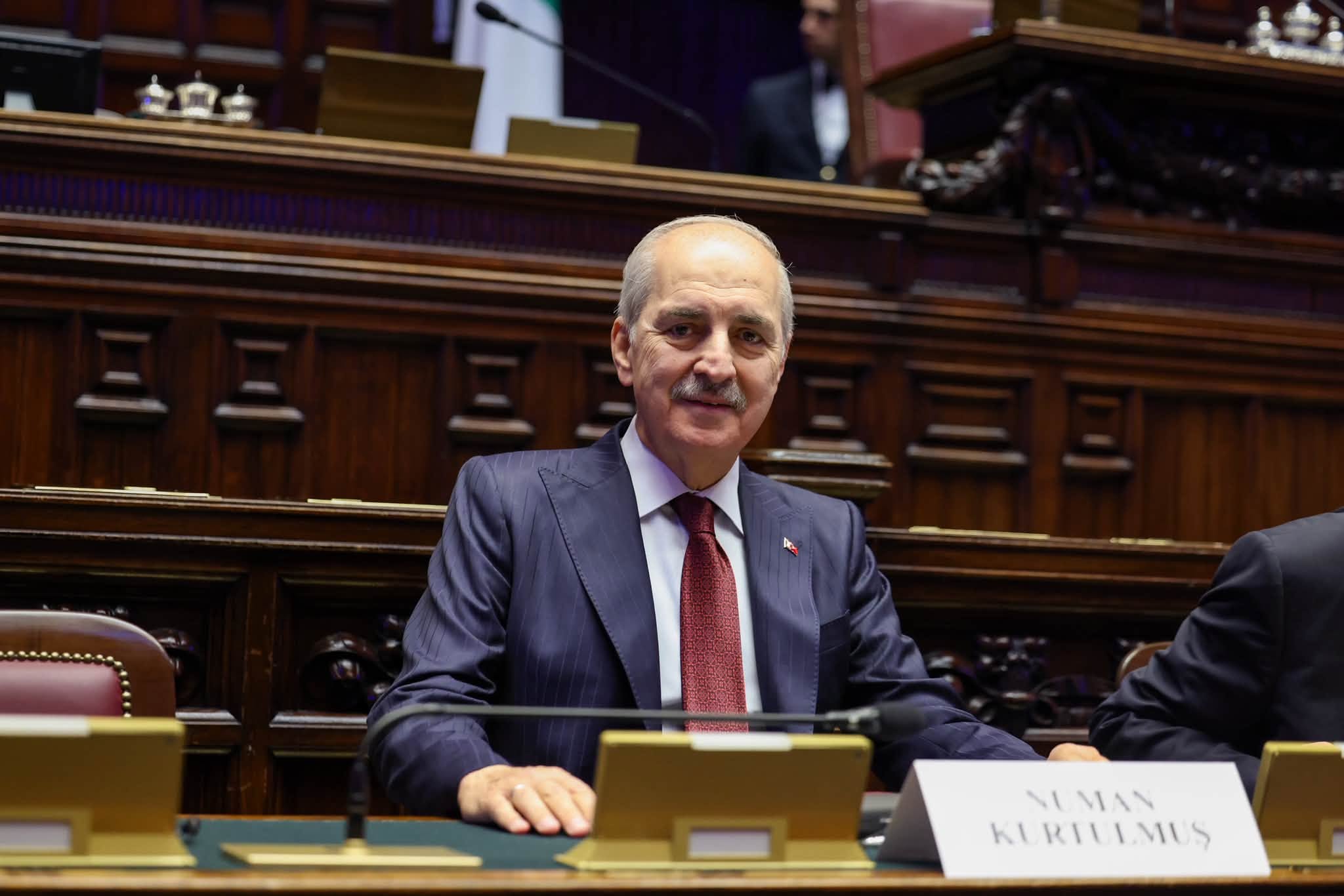 Kurtulmuş, Roma'daki Avrupa Parlamento Başkanları Konferansı'nda Rum temsilciye yanıt verdi