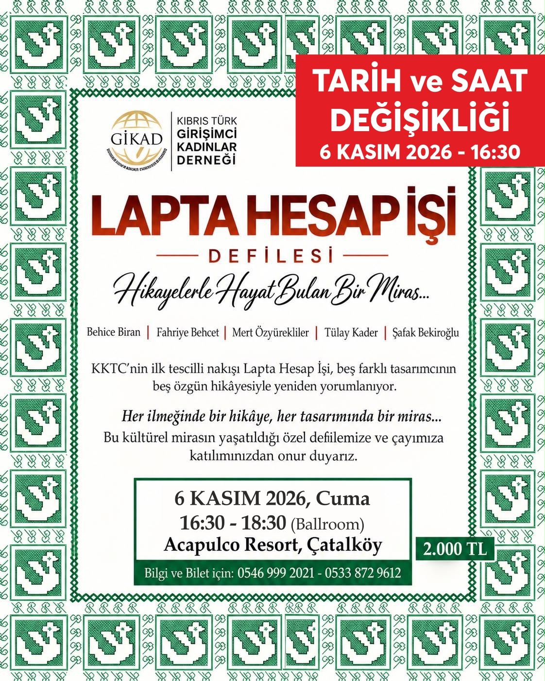 Lapta Hesap İşi defilesi 6 Kasım'da Çatalköy'de yapılacak