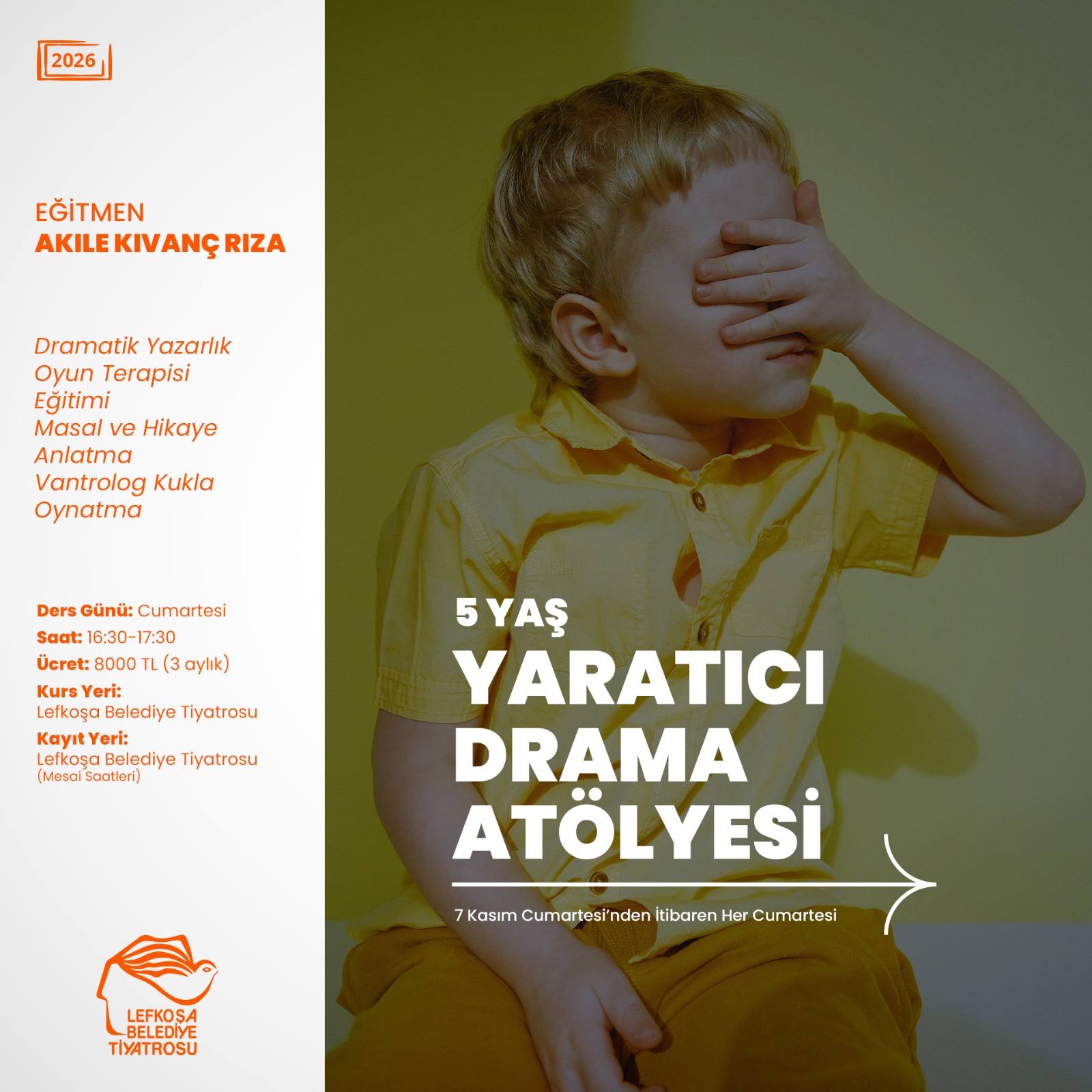 Lefkoşa Belediyesi'nden 5‑6 Yaş Çocuklar İçin Yaratıcı Drama Kursları Başladı