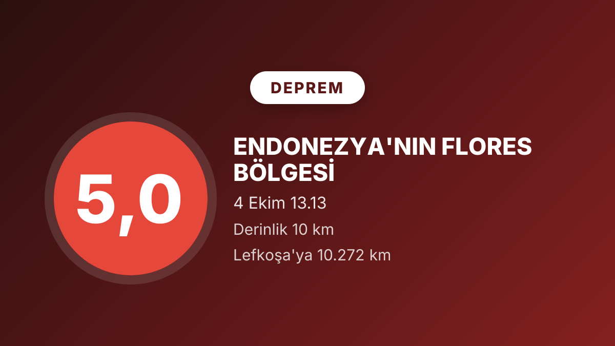 Endonezya'nın Flores bölgesinde 5,0 büyüklüğünde deprem