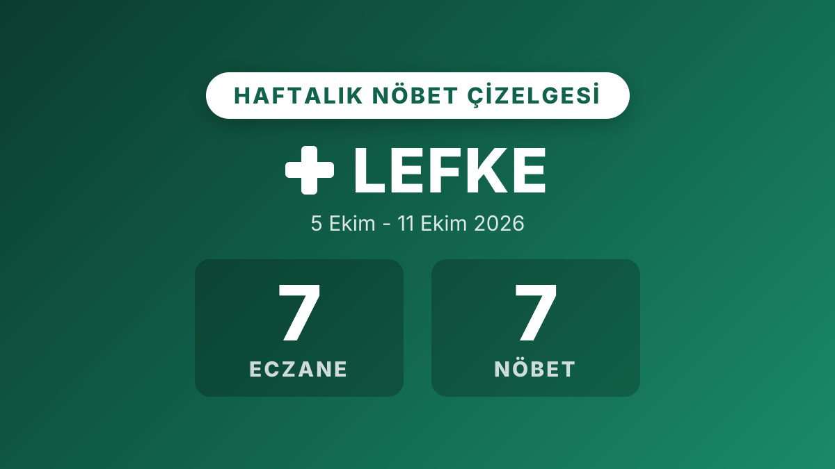 Lefke nöbetçi eczane çizelgesi: 5-11 Ekim 2026