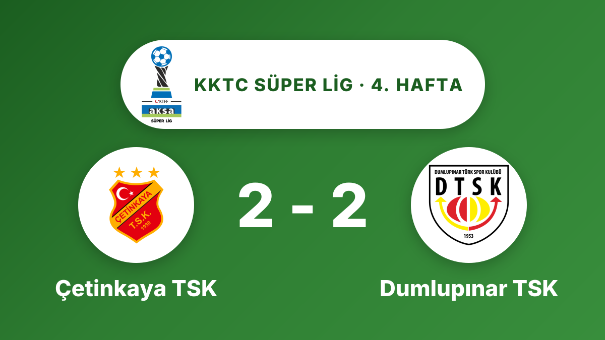Çetinkaya TSK ve Dumlupınar TSK 2-2 berabere kaldı